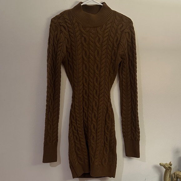 JLUXLABEL Chocolate Cable Knit Mini Dress - Picture 2 of 15